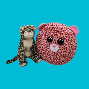 Ty Spotted Leopard 2000 12" Sneaky Beanie Baby 2021 14" Pink Lainey Squish A Boo